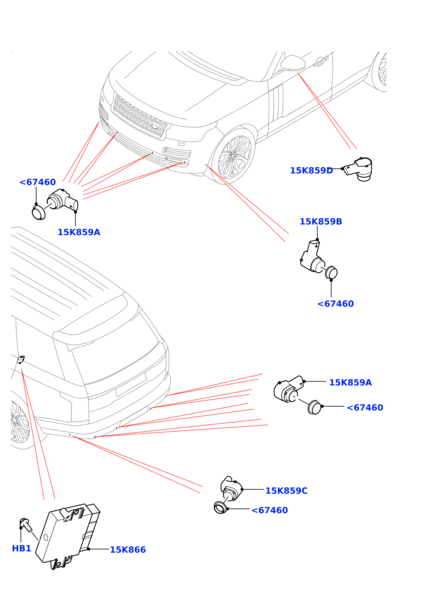 Parking Distance Control Sensors LR093843 Compatible With LAND ROVER DISCOVERY SPORT (L550) & DISCOVERY V (L462) & RANGE ROVER EVOQUE (L551) & RANGE ROVER IV (L405) & RANGE ROVER SPORT II (L494) & RANGE ROVER VELAR (L560)