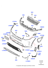 Glossy Black Show Grill LR127710 Compatible With LAND ROVER DISCOVERY SPORT (L550) (2020-2023) Tag No.12