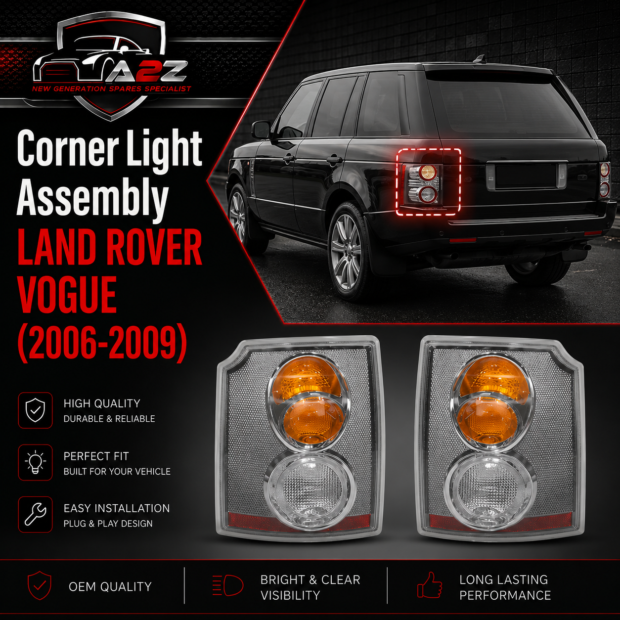 Corner Light Right XBD000020 Left XBD000030 Compatible With LAND ROVER VOGUE (2006-2009)