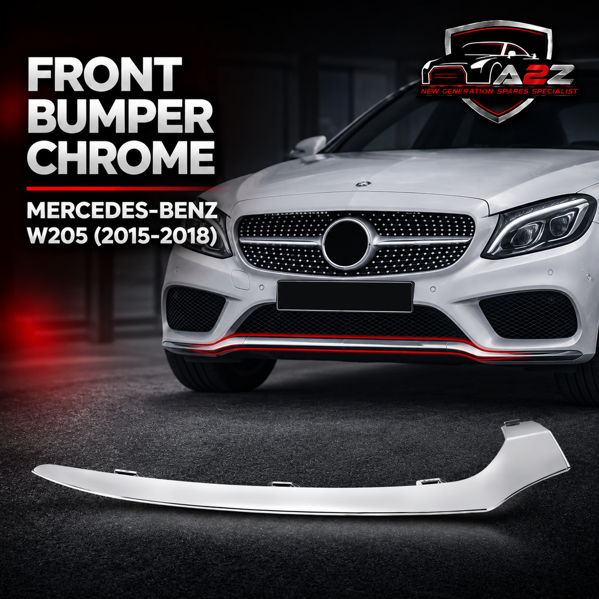 Front Bumper Chrome Left 2058851374 & Right 2058851474 Compatible With Mercedes-Benz C-CLASS W205 (2015-2018) Tag No.262
