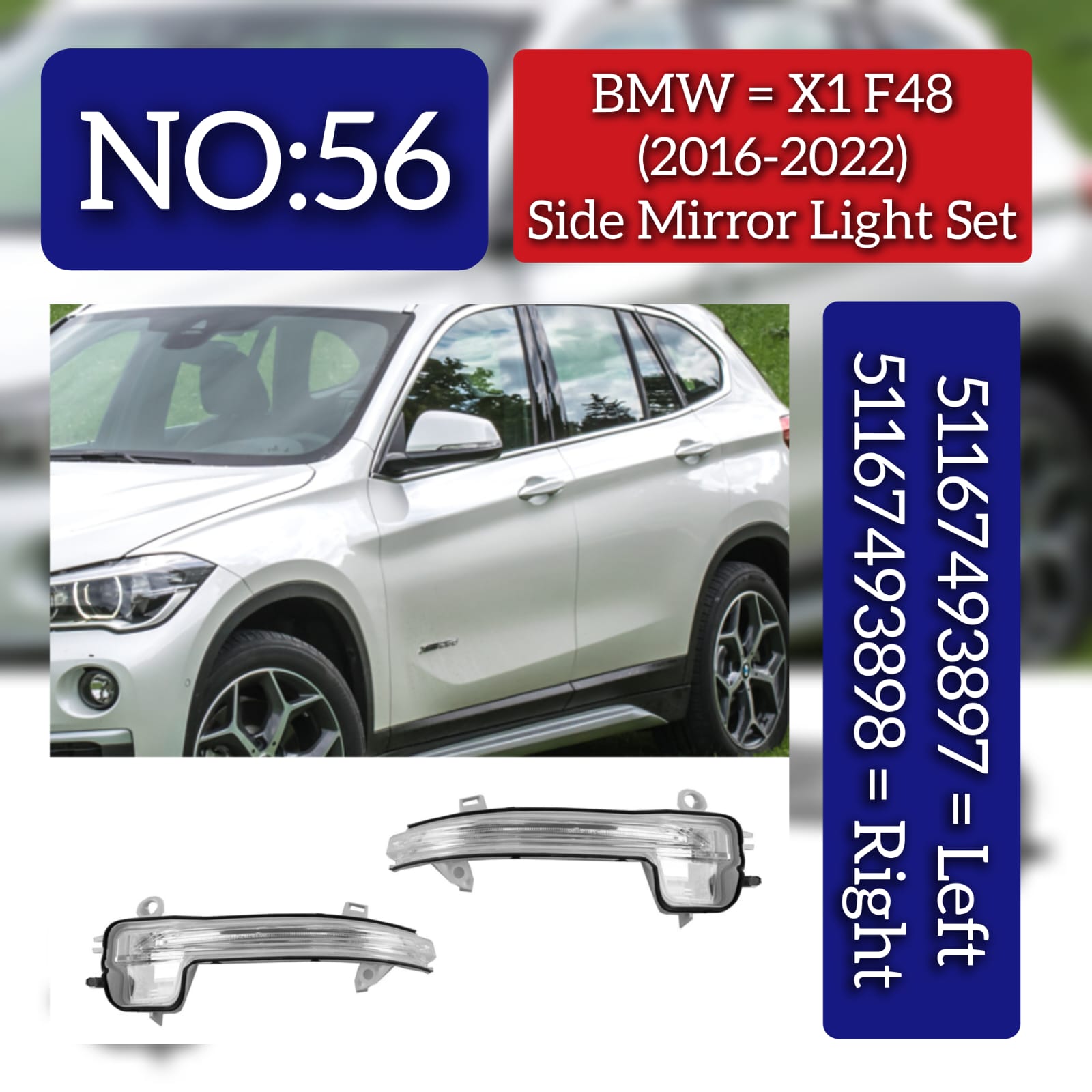 Side Mirror Light Set Left 51167493897 & Right 51167493898
