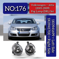 Complete Fog Lamp Set Left 1K0941699 & Right 1K0941700 Compatible With Volkswagen Jetta (2005-10) Tag No.176