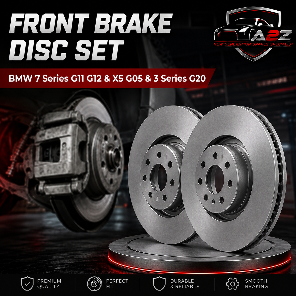 Front Brake Disc Set 34116860909 34106880073 34106865723 Compatible With BMW 7 Series G11 G12 & X5 G05 & 3 Series  G20 (ALBRO)
