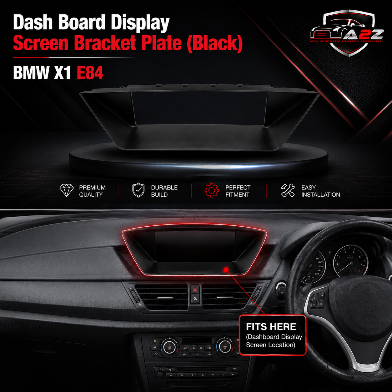 Dash Board Display Screen Bracket Plate (Black) 51452991264 Compatible With BMW X1 E84