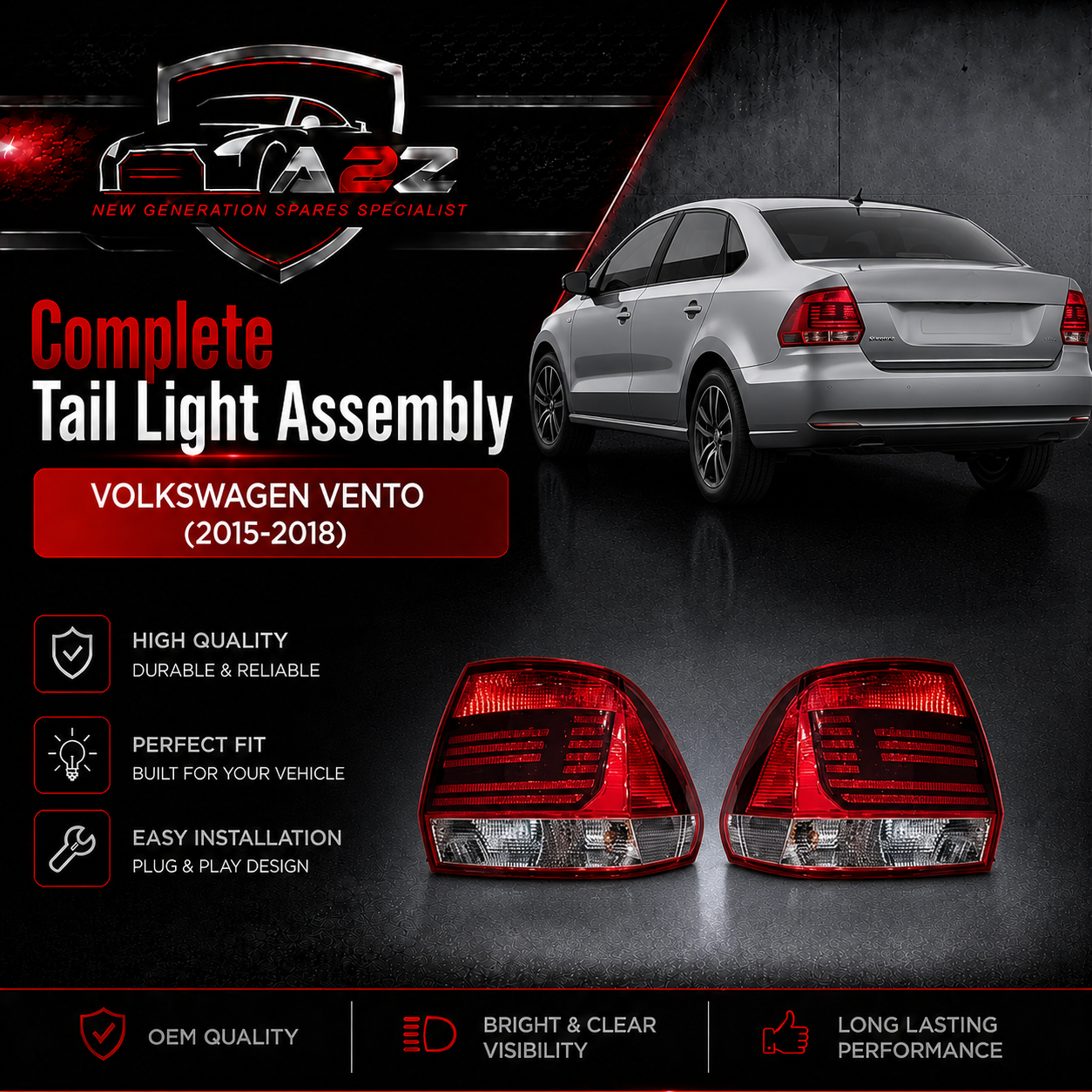 Tail Lamp 6RU945095L 6RU945096J Compatible With VOLKSWAGEN VENTO (2015-2018)