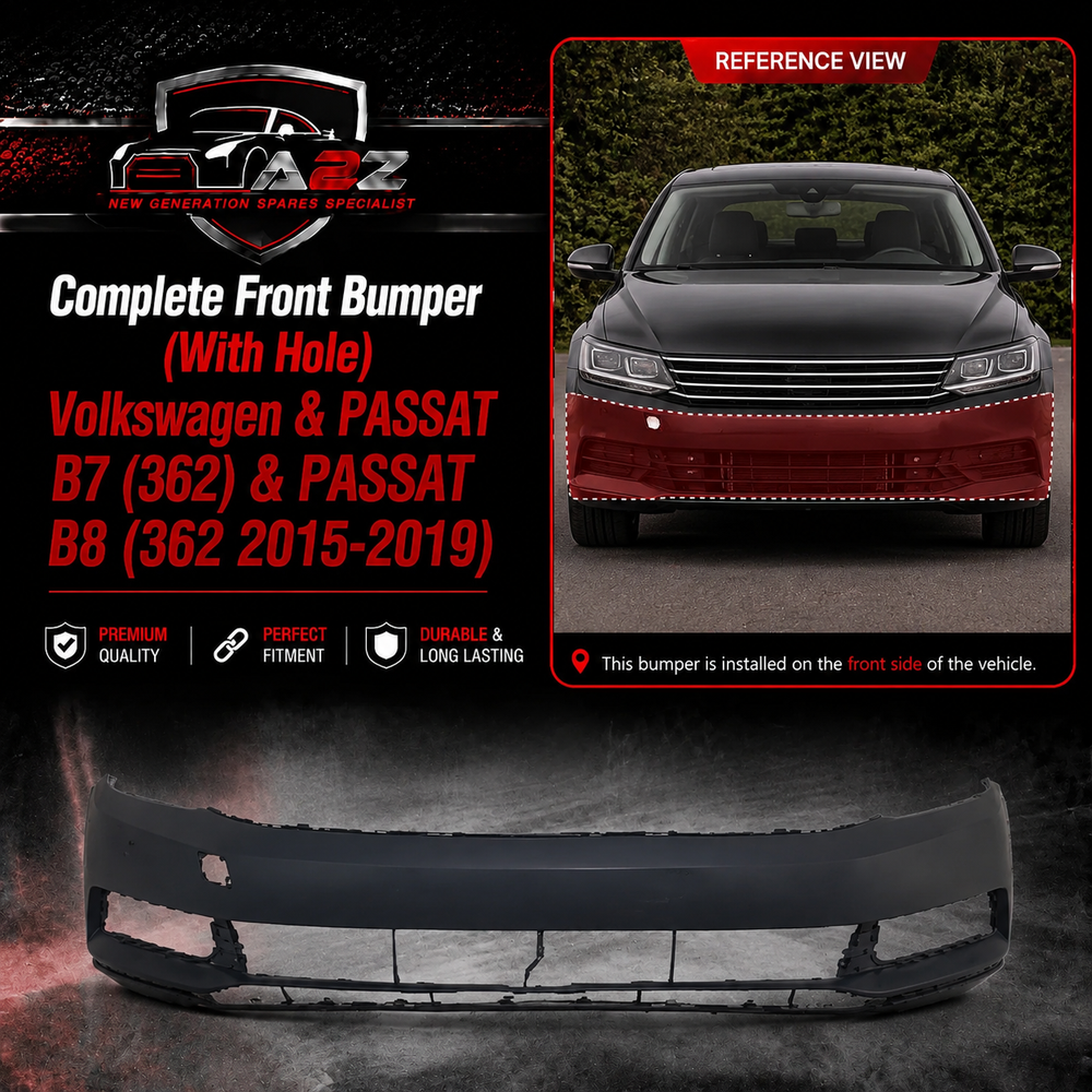 Complete Front Bumper (With Hole) 3G0807221 & 3G0807217ALGRU & 3G0807221EGRU Compatible With Volkswagen & PASSAT B7 (362) & PASSAT B8 (362 Tag No.132A