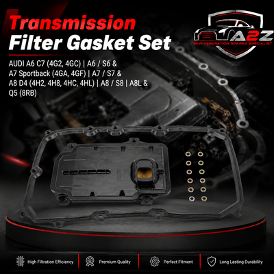 Transmission Filter Gasket Set EG938HD474 & 0BK398009 & HX189KIT Compatible With AUDI A6 C7 (4G2, 4GC) | A6 / S6 & A7 Sportback (4GA, 4GF) | A7 / S7 & A8 D4 (4H2, 4H8, 4HC, 4HL) | A8 / S8 | A8L & Q5 (8RB) Tag.291