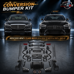 A To Z Compatible With Mercedes Benz E Class W213 (2016-2020) Το W213 Lci 2021+ Amg 63 Upgrade Facelift Conversion Body Kit Bumper Hood Headlight Taillight CC-6359 (Shipping Cost Not Included In Price)