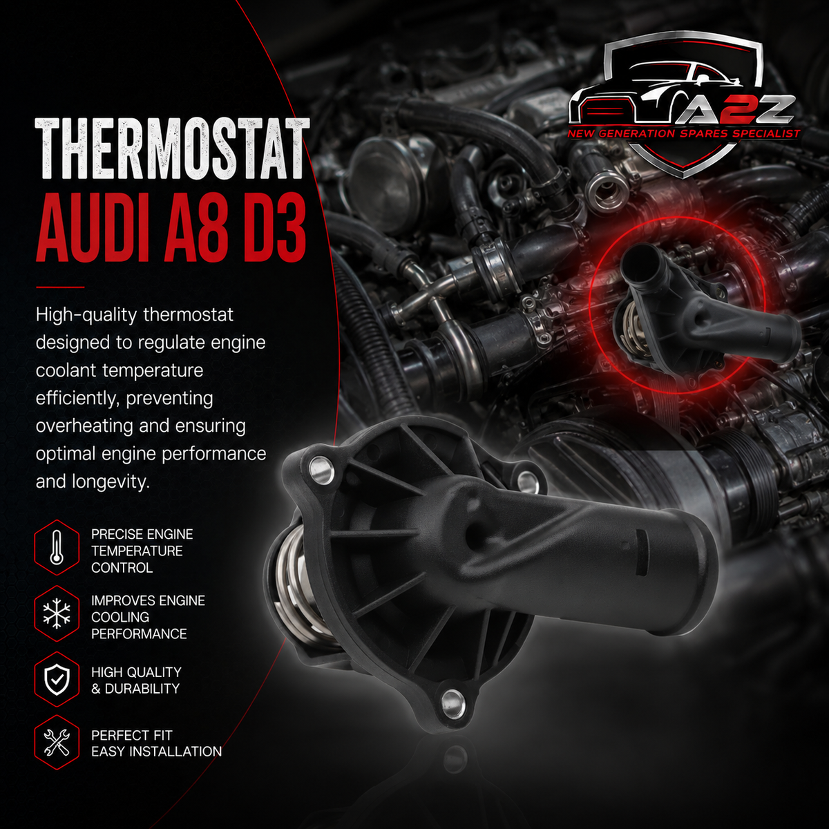 Thermostat (Elbow) 059121111F 059121111H 059121111L Compatible With Audi A8 D3 (4E2, 4E8) | A8 / S8 | A8L