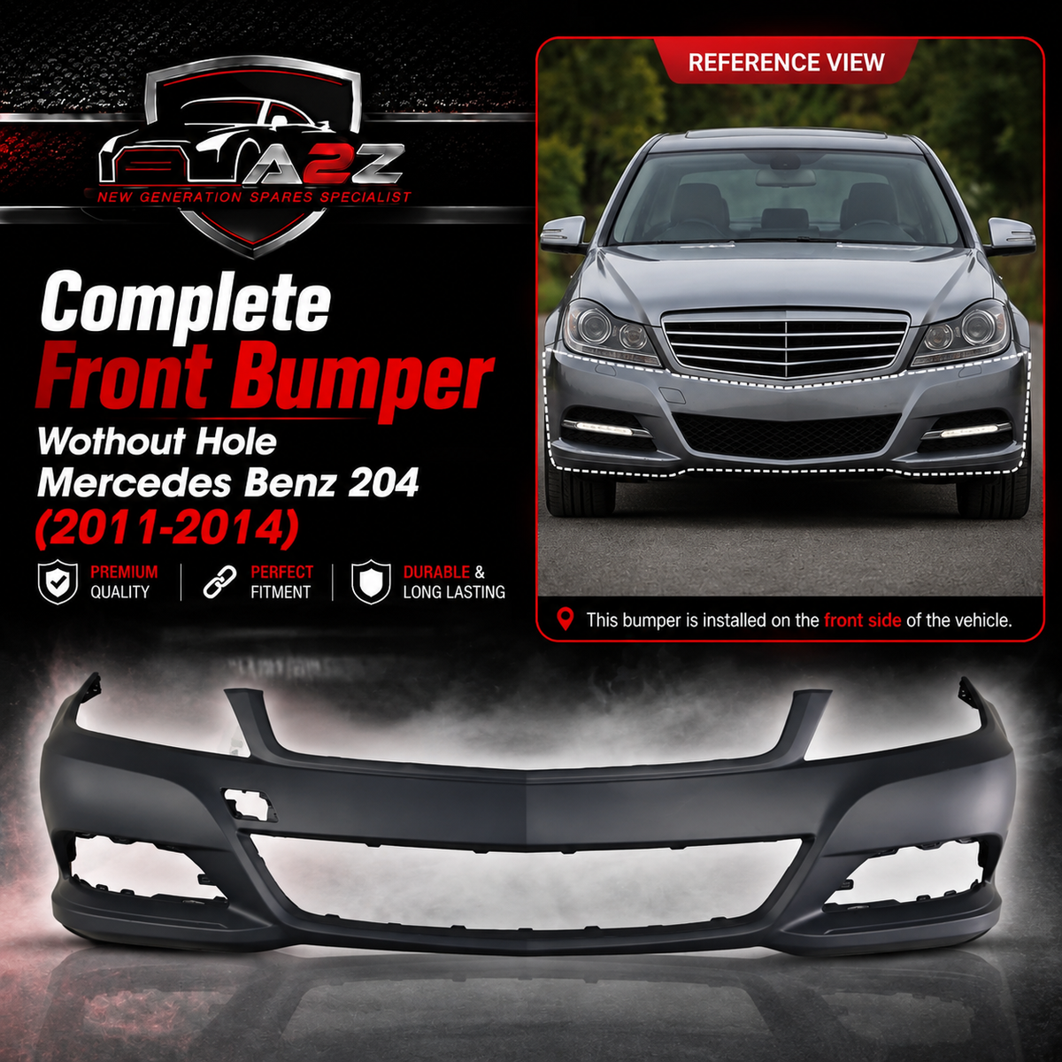 Complete Front Bumper Wothout Hole 2048805547 Compatible With Mercedes Benz 204 (2011-2014) Tag No.252B