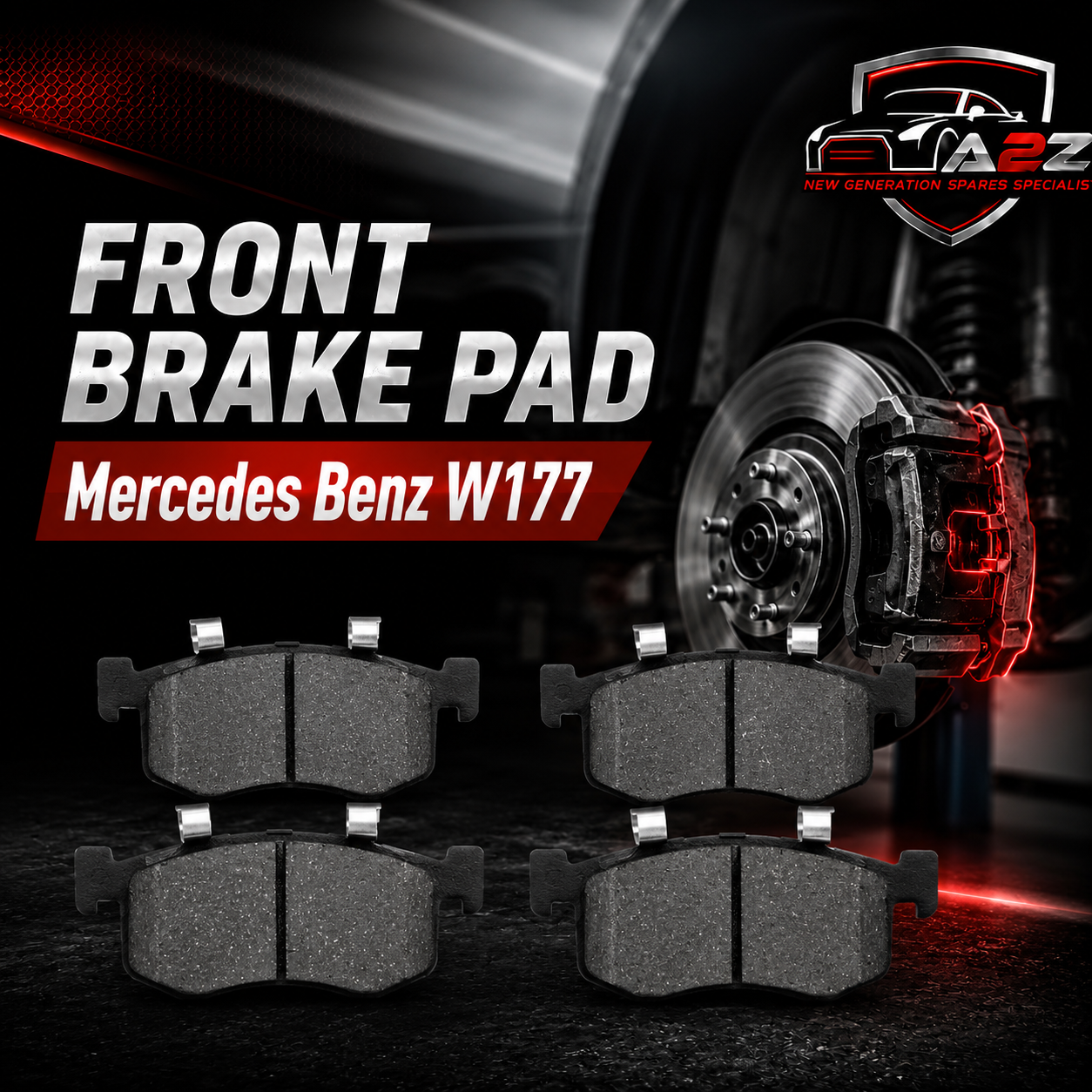 Front Brake Pad Set 0004203604 Compatible With Mercedes Benz W177