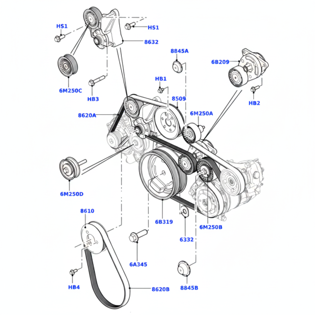 Belt Idler Pulley  LR025083  Compatible with LAND ROVER RANGE ROVER III (L322) & RANGE ROVER IV (L405) & RANGE ROVER SPORT II (L494)