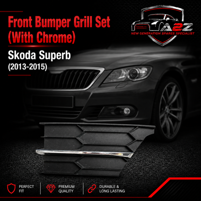 Front Bumper Grill Set (With Chrome) Left 3T0853665B 3T0853767A & Right 3T0853665B 3T0853768A Compatible With Skoda Superb (2013-2015) Tag No.513