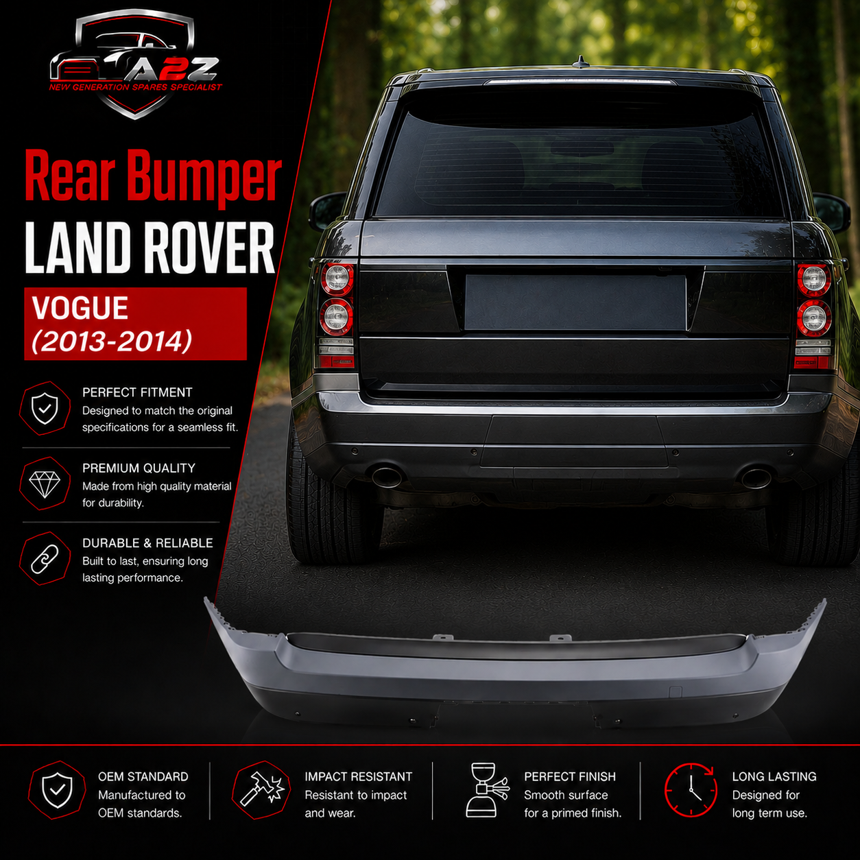 Rear Bumper LR057291 Compatible With LAND ROVER VOGUE (2013-2014)