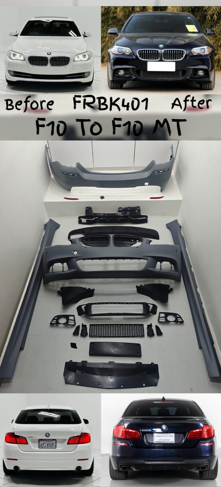 Complete Conversion Bumper Kit Compatible With BMW F10 Upgrade to BMW F10 To F10 MT (TAG NO.FRBK401) (Shipping Cost Not Included In Price)