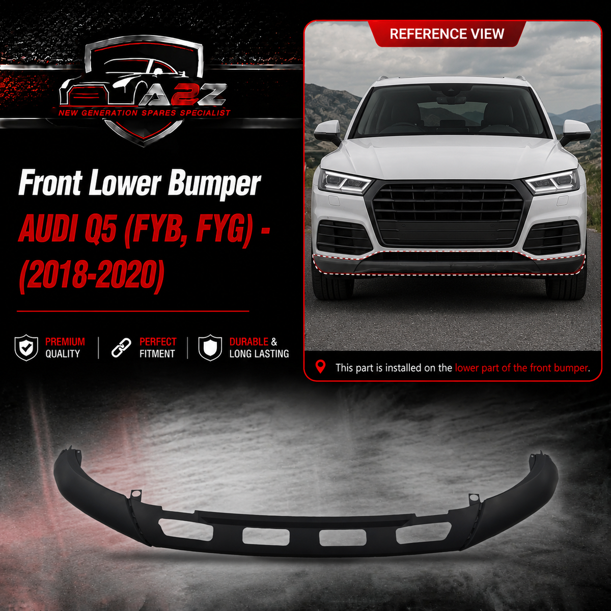 Front Lower Bumper 80D807061A Compatible With AUDI Q5 (FYB, FYG) - (2018-2020) Tag No.93