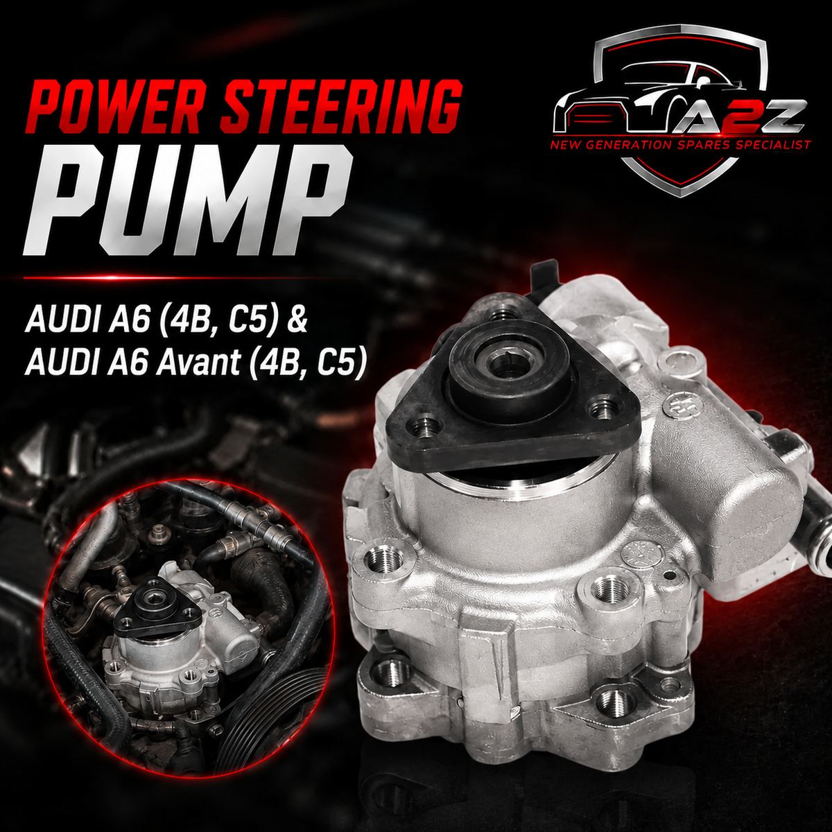 Power Steering Pump 4B0145156 4D0145153 4B0145155 Compatible With AUDI A6 (4B, C5) & AUDI A6 Avant (4B, C5)