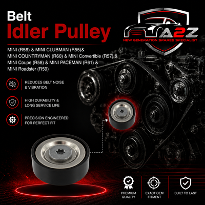 Belt Idler Pulley 11287823380 11287823374 11288511919 Compatible with  MINI (R56) & MINI CLUBMAN (R55)& MINI COUNTRYMAN (R60) & MINI Convertible (R57) & MINI Coupe (R58) & MINI PACEMAN (R61) & MINI Roadster (R59) Tag no : 9