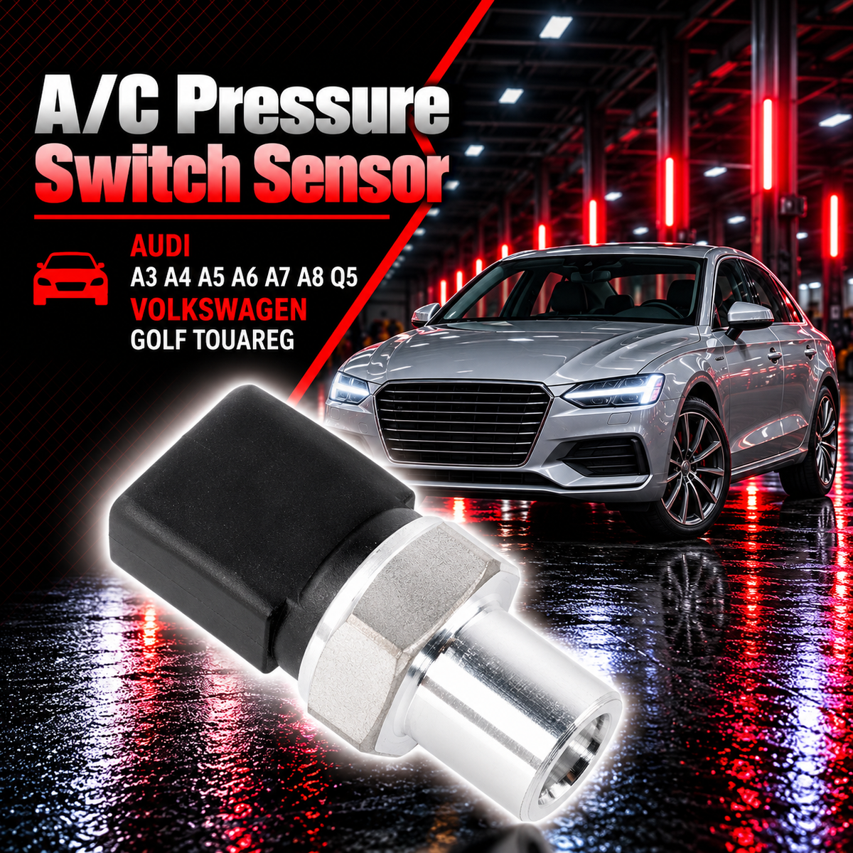 A/C Pressure Switch Sensor 4F0959126B 4H0959126A Compatible With Audi A3 A4 A5 A6 A7 A8 Q5 Volkswagen Golf Touareg