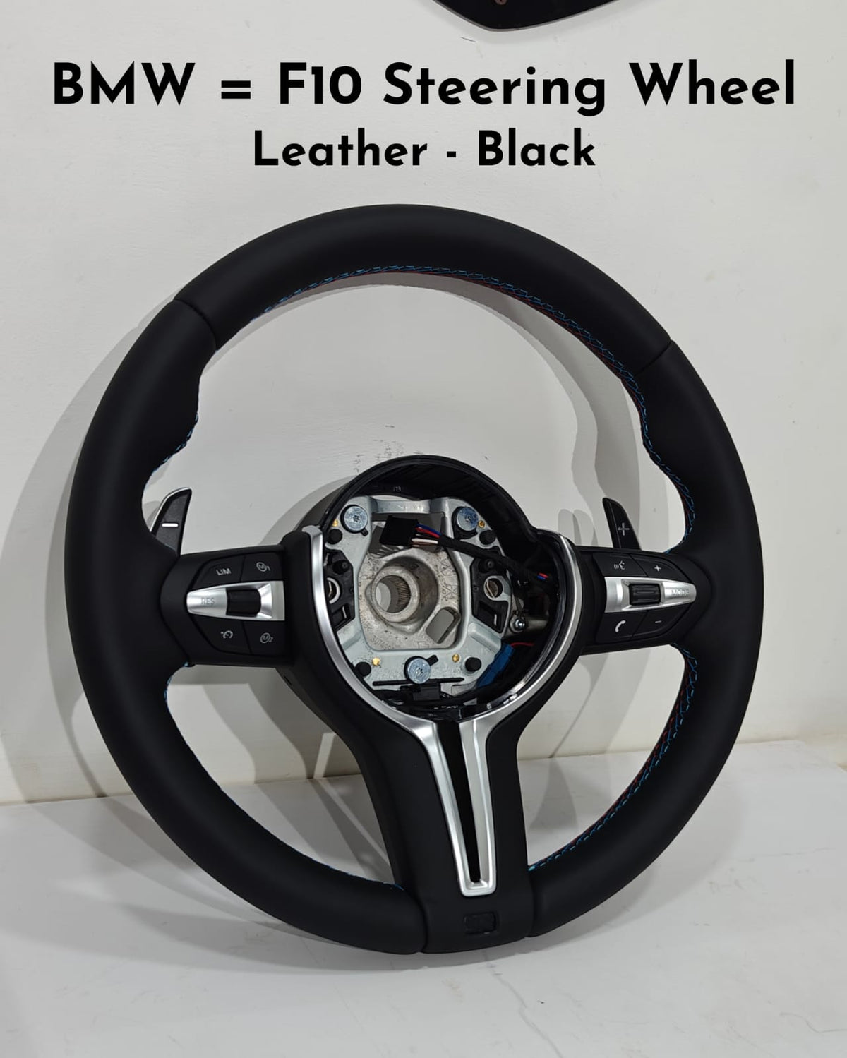 Leather Black Steering Wheel Compatible With BMW F10