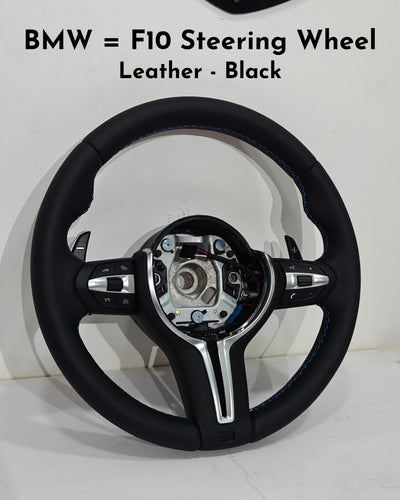 Leather Black Steering Wheel Compatible With BMW F10