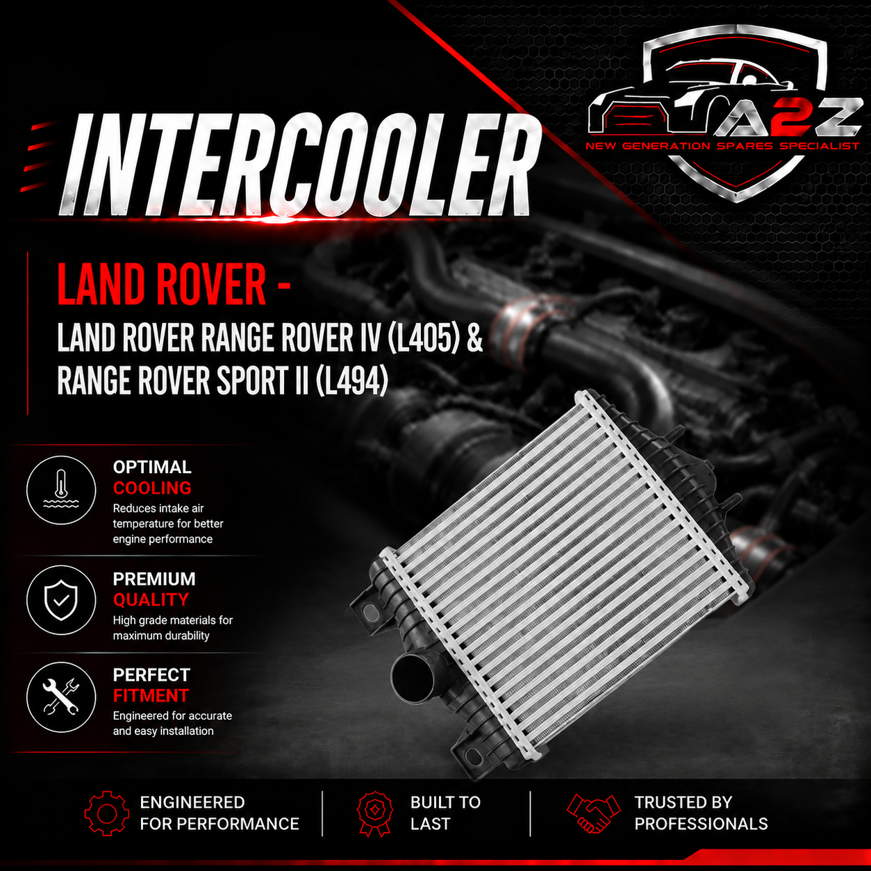 Intercooler Radiator LR036432 Compatible With LAND ROVER RANGE ROVER IV (L405) & RANGE ROVER SPORT II (L494)