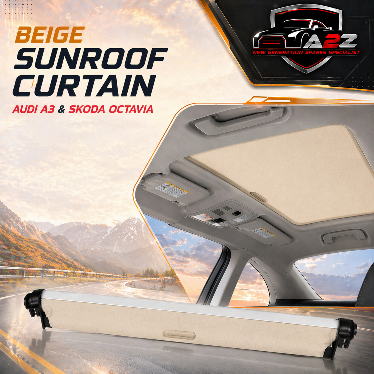 Beige Sunroof Curtain Cover 8YD877307 Compatible With AUDI A3 & Skoda Octavia N.M
