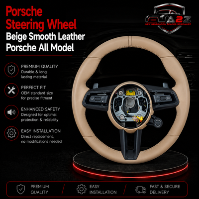 Beige Smooth Leather Steering Wheel Compatible With Porsche All Models