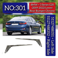 Lower Rear Bumper Chrome Left 51127488351 & Right 51127488352 Compatible With BMW 3 SERIES (G20) (2019-2022) Tag No.301