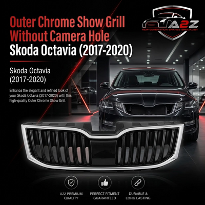 Outer Chrome Show Grill Without Camera Hole 5E0853653C041 5E0853761C2ZZ 5E0853343 Compatible With Skoda Octavia (2017-2020) Tag No.82