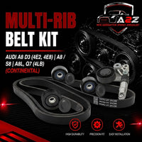 Multi RIB Belt Kit 6PK2490K1 Compatible With AUDI A8 D3 (4E2, 4E8) | A8 / S8 | A8L, Q7 (4LB) (CONTINENTAL)