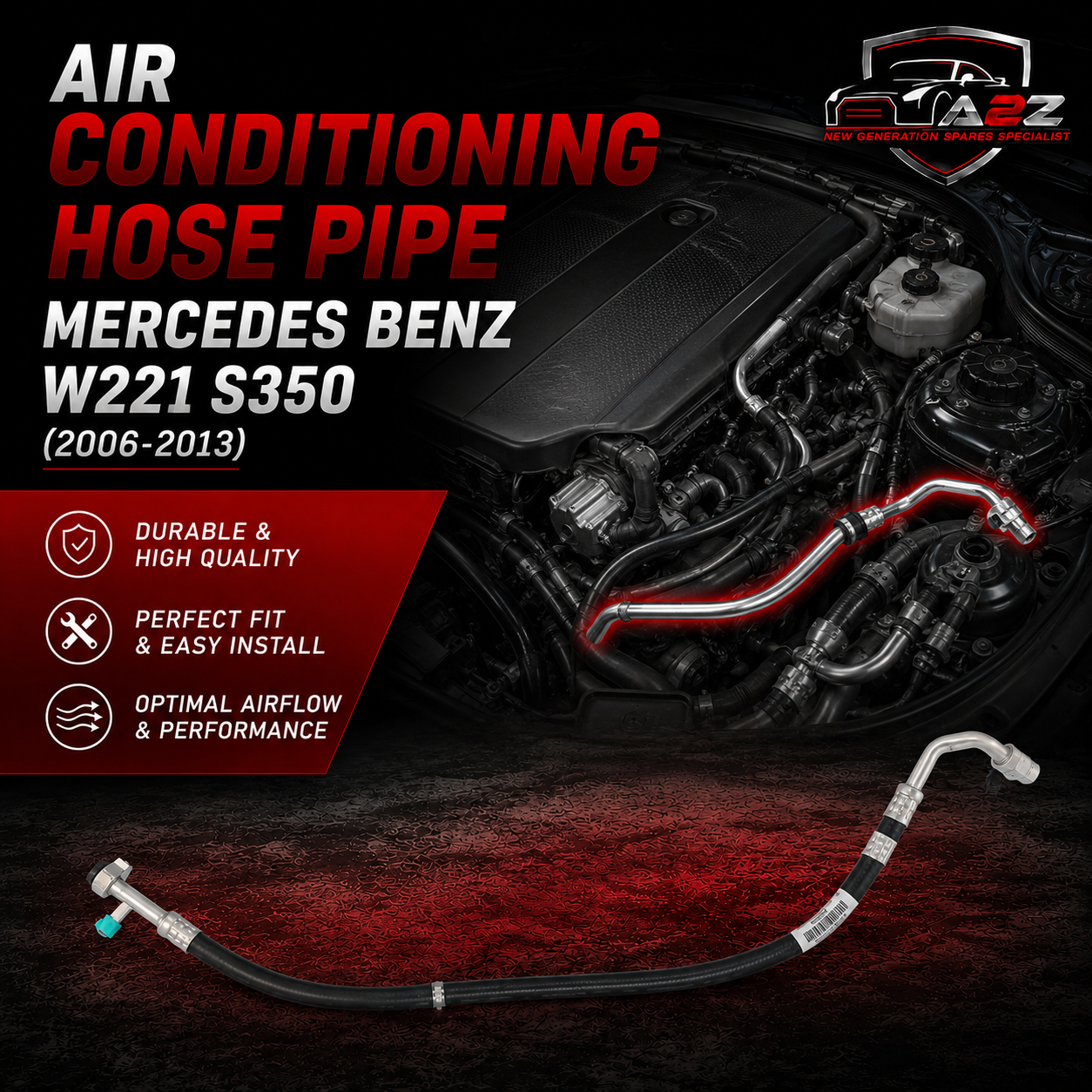 Hose Pipe A2228306002 Compatible With Mercedes Benz S Class S320 S350 S500 S550 S560 S600 (2014-20)