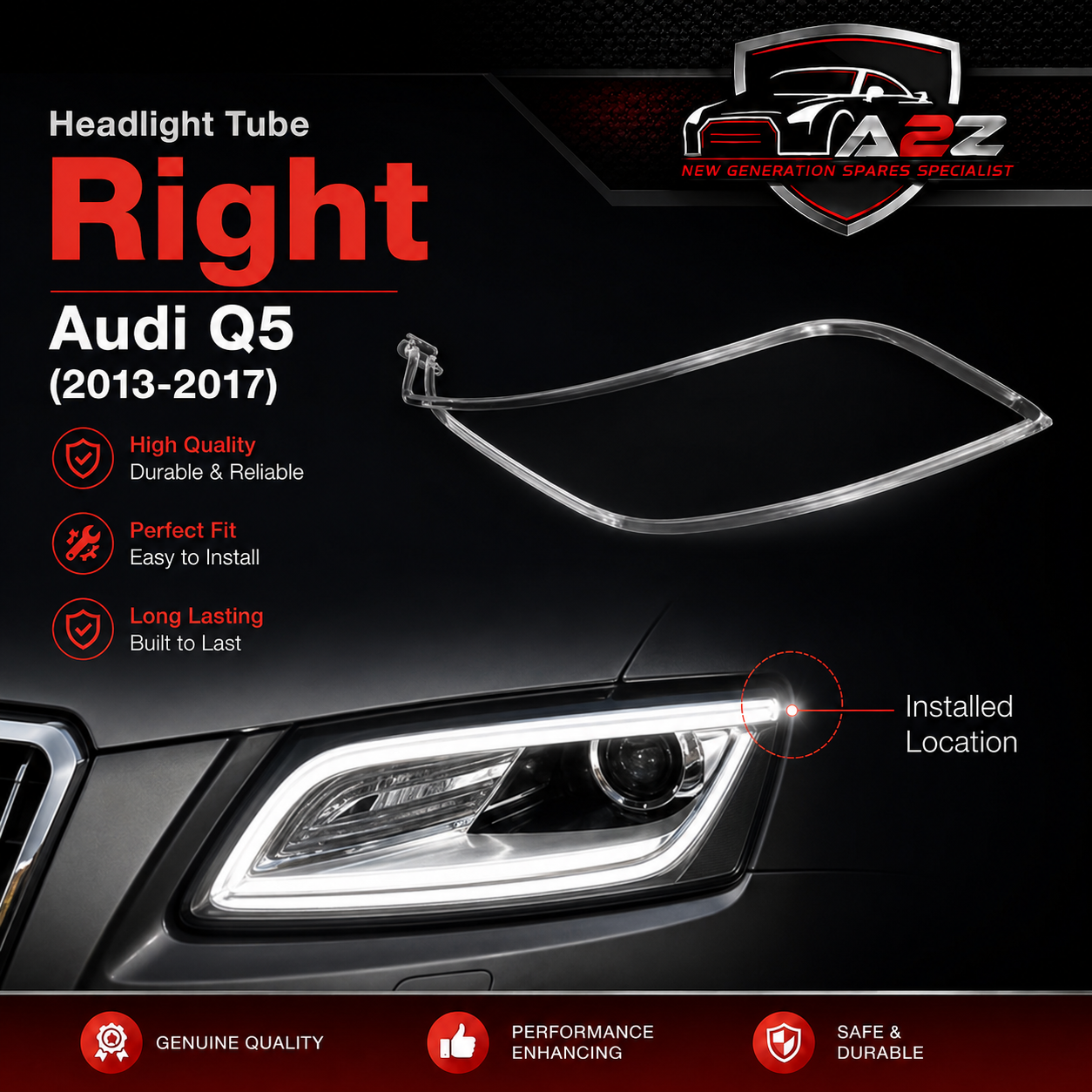 Headligth Tube Right 8RD941006B Compatible With Audi Q5 (2013-2017) Tag No.155