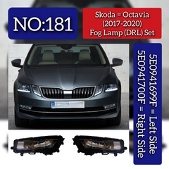 Fog Lamp (DRL) Set Left 5E0941699F & Right 5E0941700F Compatible With Skoda Octavia (2017-2020) Tag No.181