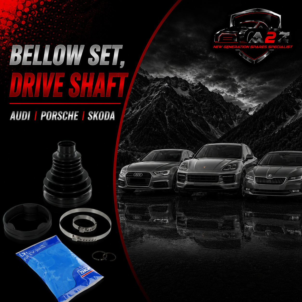 Bellow Set, Drive Shaft 8K0498201B Compatible With Audi Porsche Skoda