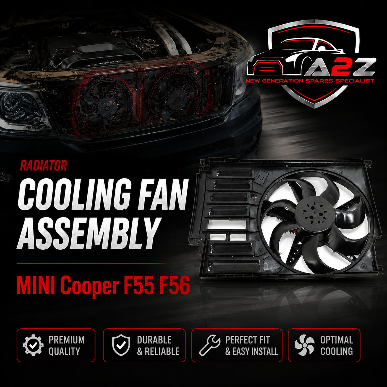 Radiator Cooling Fan Assembly 17428596237 Compatible With MINI Cooper F55 F56