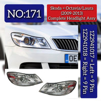 Complete Headlight Assy Set (9 Pin) Left 1Z2941017R & Right 1Z2941018R Compatible With Skoda Octavia (2010-2013) Tag No.171
