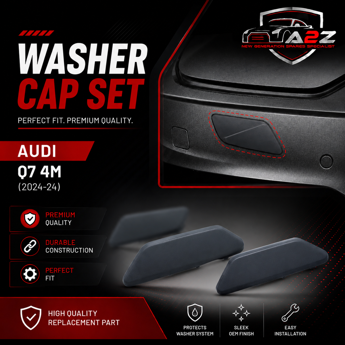 Audi Q7 4M (2024-24) Washer Cap Set. 4M0807754D = R.H, 4M0807753D = L.H. Tag 117