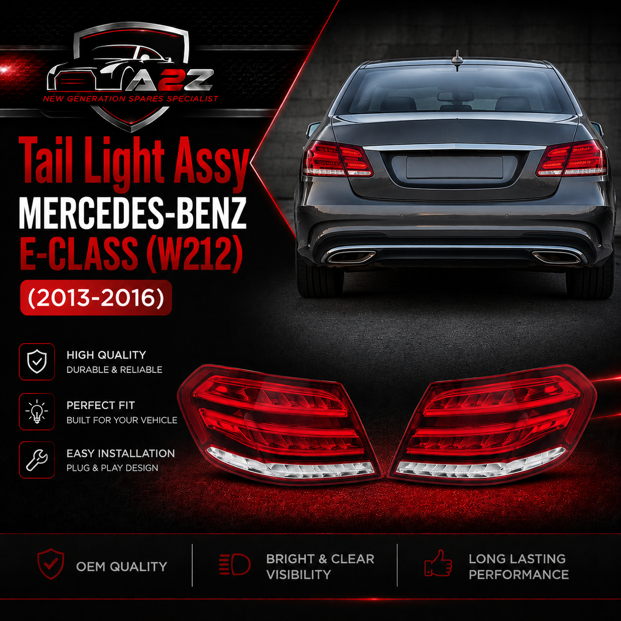 Tail Light Assy Set Left 2129060103 & Right 2129060203 Compatible With MERCEDES-BENZ E-CLASS (W212) Tag No.107