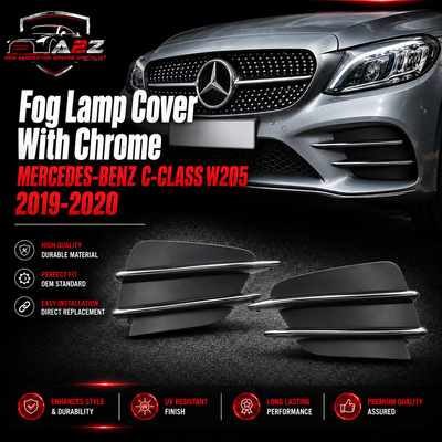 Fog Lamp Cover With Chrome Compatible With MERCEDES-BENZ C-CLASS W205 2019-2020 Fog Lamp Cover With Chrome Left 2058857202 & Right 2058857302 2058850374 Tag-FC-274
