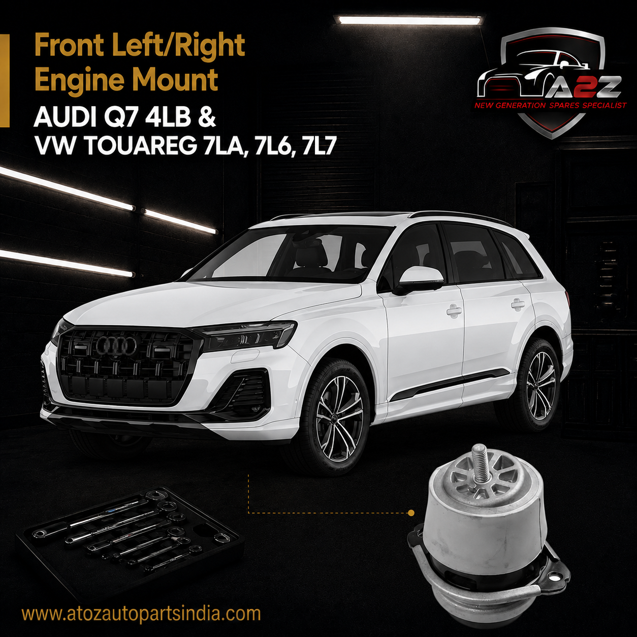 Front Left/Right Engine Mount With Waccum 7L6199131A Compatible With AUDI Q7 4LB & VW TOUAREG 7LA, 7L6, 7L7