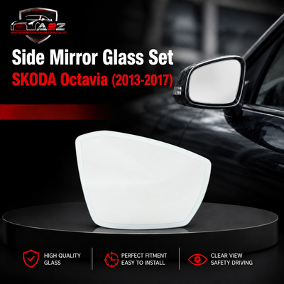 Side Mirror Glass Set Left 5E0857521C  & Right 5E0857522C Compatible With SKODA Octavia (2013-2017)