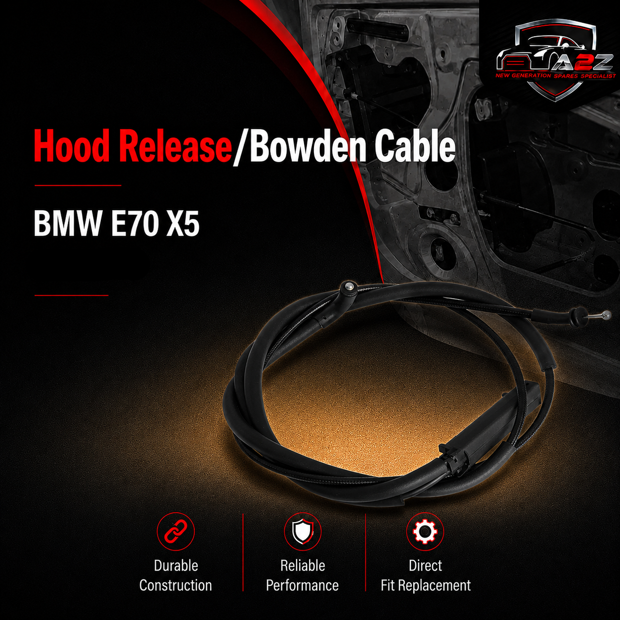 Hood Release/Bowden Cable 51237184456 Compatible With BMW E70 X5