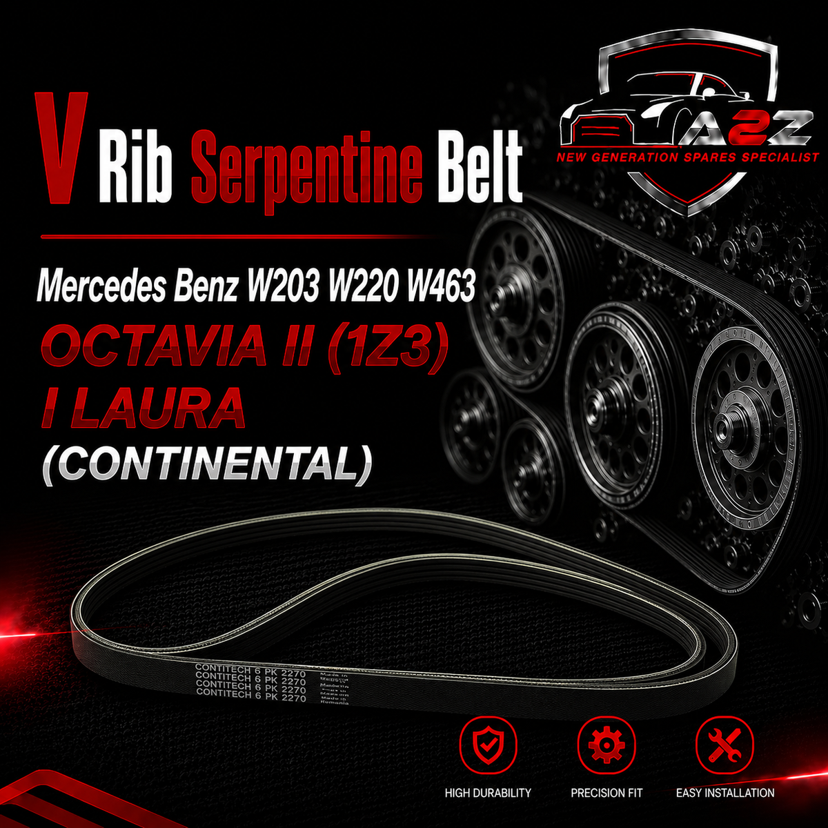 V-ribbed Serpentine Belt 0119979792 Compatible With Mercedes Benz W203 W220 W463