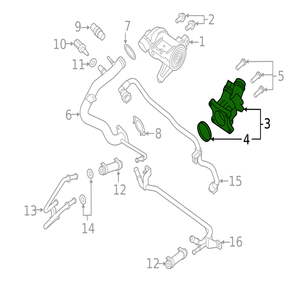 Engine Coolant Thermostat 31686560 31293912 31439968 31474700 31474989 Compatible With VOLVO XC60/S80 Tag No.125