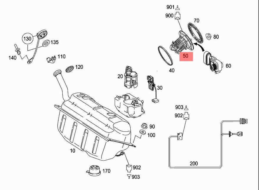 Fuel Pump 1714700990 Compatible With MERCEDES-BENZ S-CLASS W221 Tag-F-72