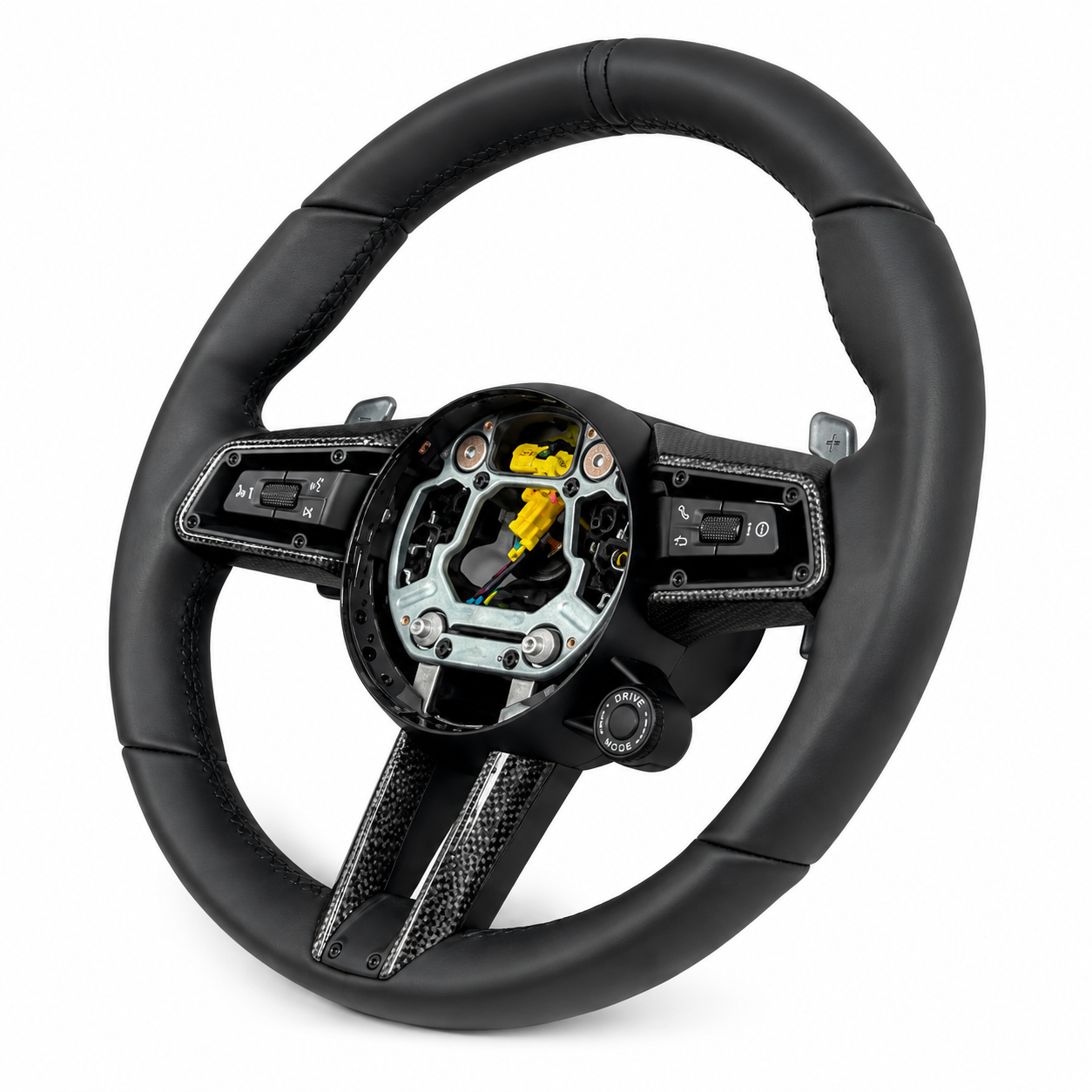 Black Smooth Leather Steering Wheel Compatible With Porsche All Models