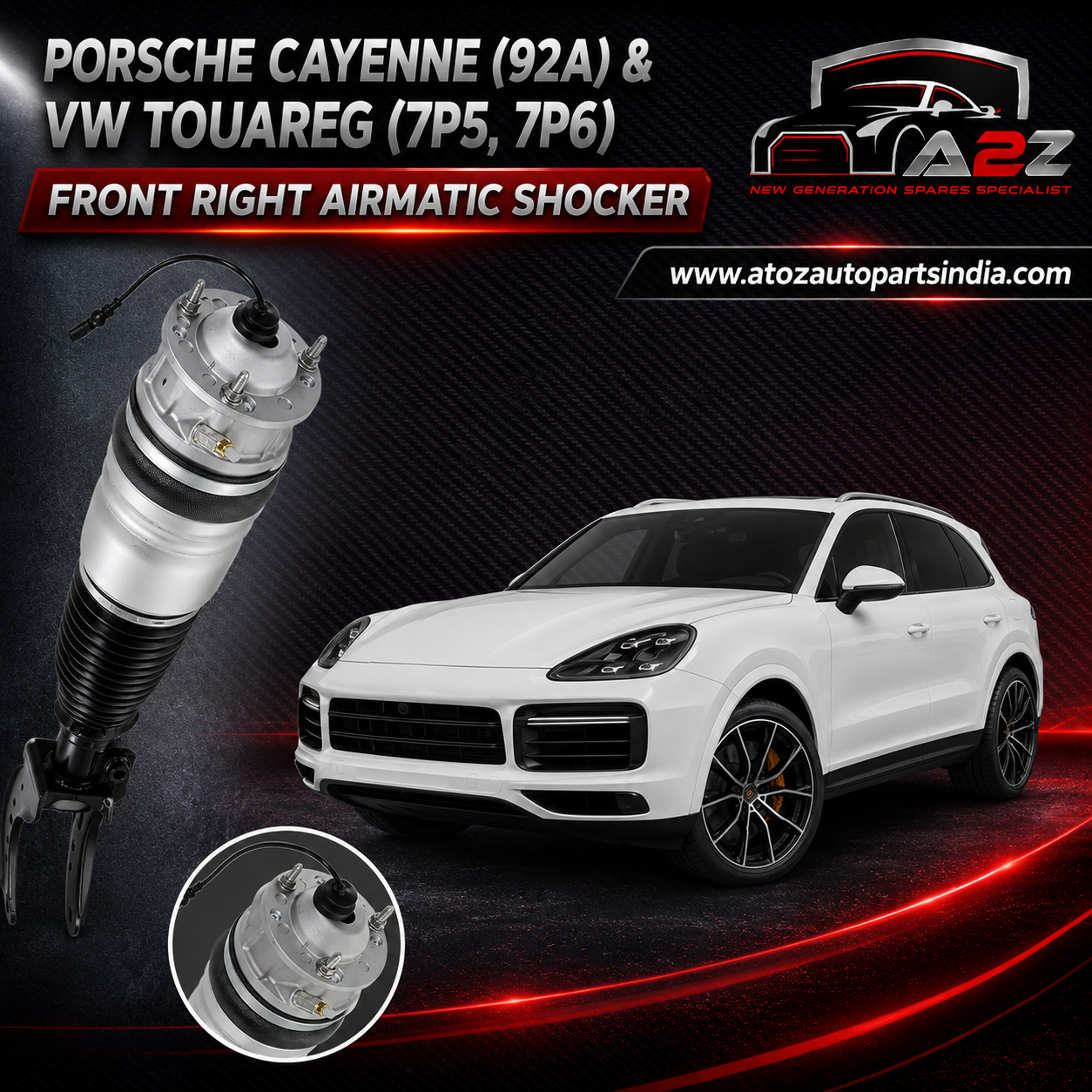 Front Right Air Suspension Shock Absorber Strut 95835804010 Compatible With PORSCHE CAYENNE (92A) & VW TOUAREG (7P5, 7P6)