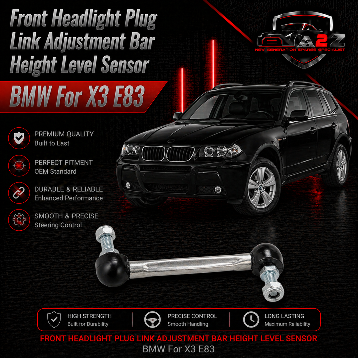 Front Headlight Plug Link Adjustment Bar Height Level Sensor 37143412759 Compatible With BMW For X3 E83