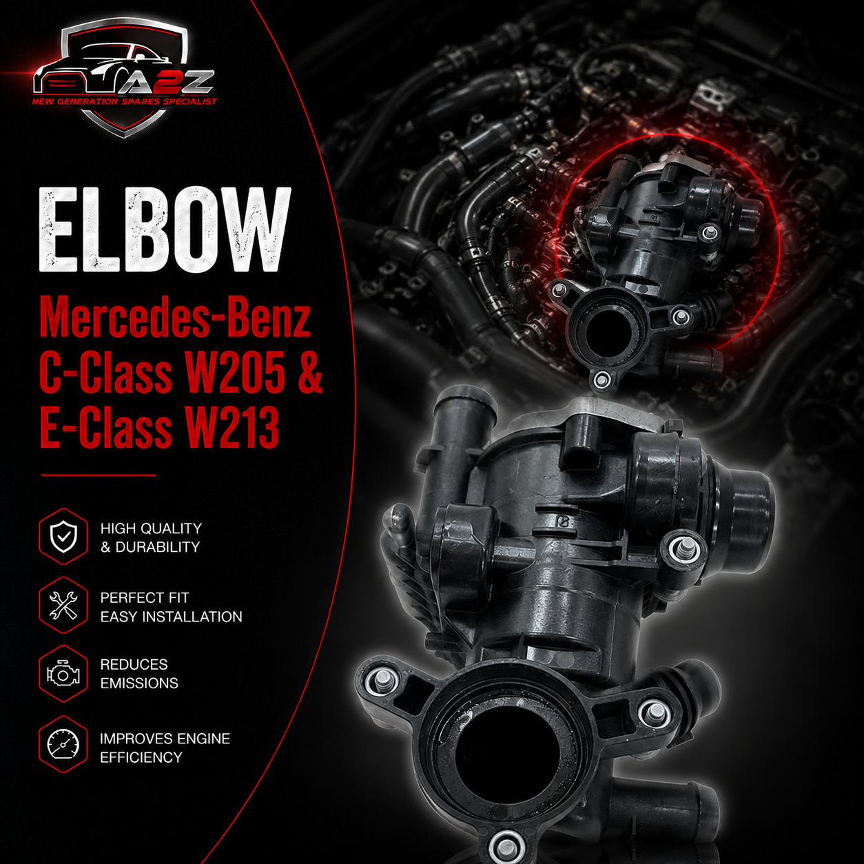 Elbow 2642001501 A2642001501 Compatible With Mercedes-Benz C-Class W205 & E-Class W213 Tag No.29